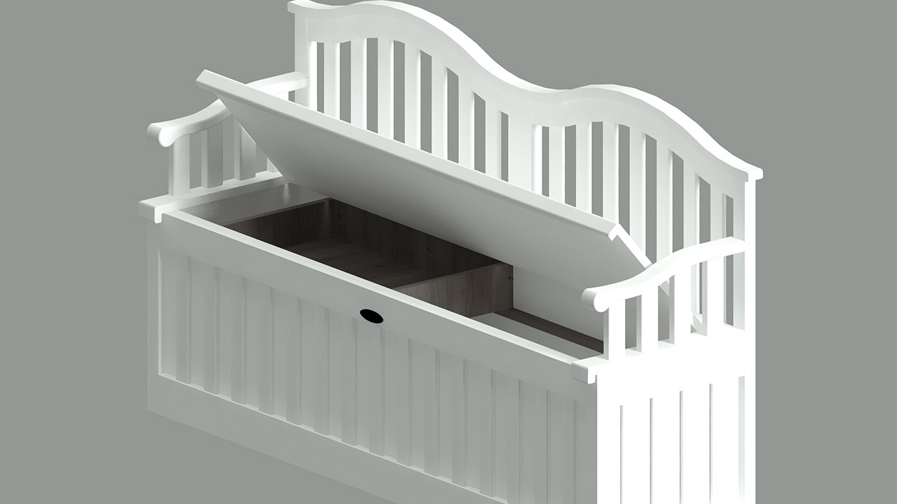 3d Drawing of Crib to Bench Conversion