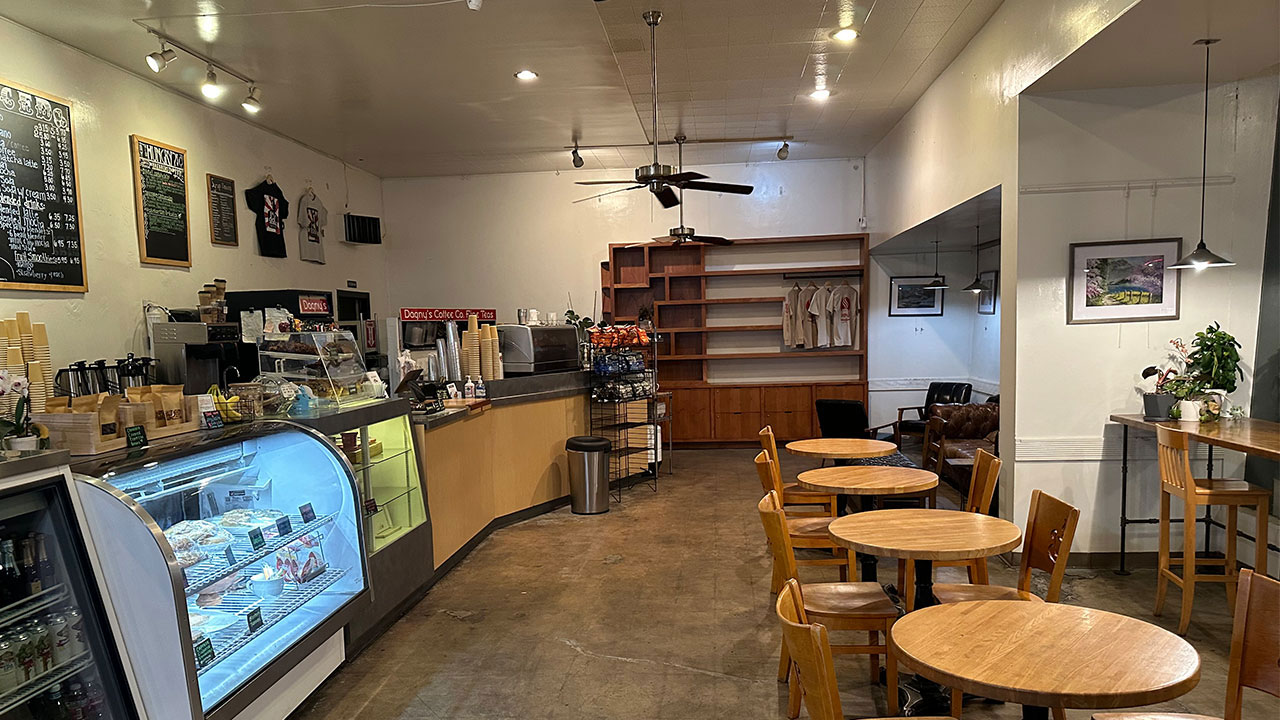 Mahogany Shelving in Coffee Shop