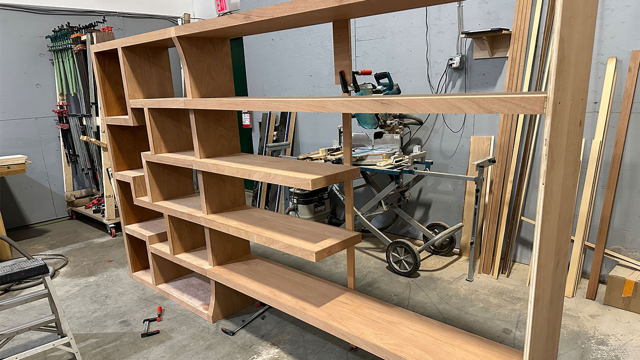 Mahogany Shelving in Shop